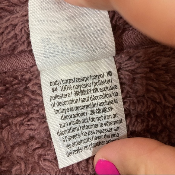 3/$30 PINK Victoria's Secret | Plum Fleece Sherpa Hooded Pullover Sweatshirt - Picture 6 of 10